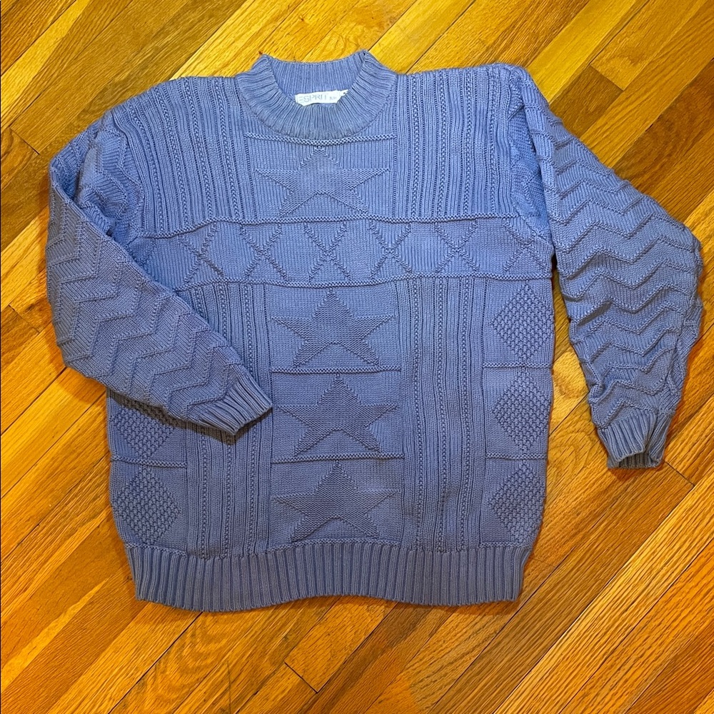 ESPRIT Periwinkle Blue Purple Chunky Sweater with Beautiful Intricate Detailing